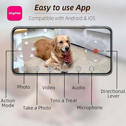 SKYMEE Owl Robot: Movable Full HD Pet Camera with Treat Dispenser, Interactive Toy for Dogs and Cats, Mobile Control via App