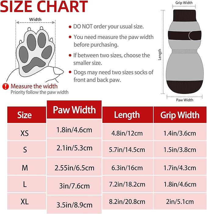 PUPTECK Anti Slip Dog Socks 2 Pairs with Double Grippers for Hardwood Floors