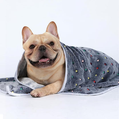 1 Pack 3 Blankets Super Soft Cute Dot Pattern Pet Blanket Flannel Throw for Dog Puppy Cat Blue/Purple/Grey Small