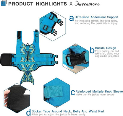 Queenmore Mermaid Dog Life Jacket