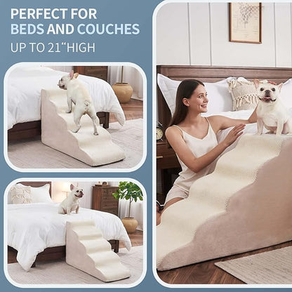 BOMOVA Dog Stairs for Small Dogs 5-Step Dog 2/3/4/5 Steps