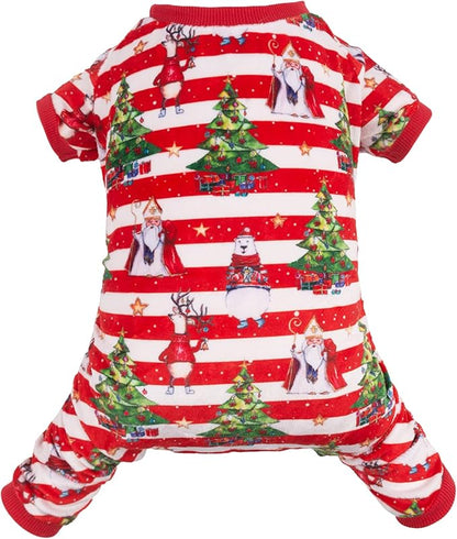 CuteBone Christmas Dog Pajamas Shirt Winter Holiday Cute Pjs Pet Clothes Bodysuit for Doggie Onesies P186L