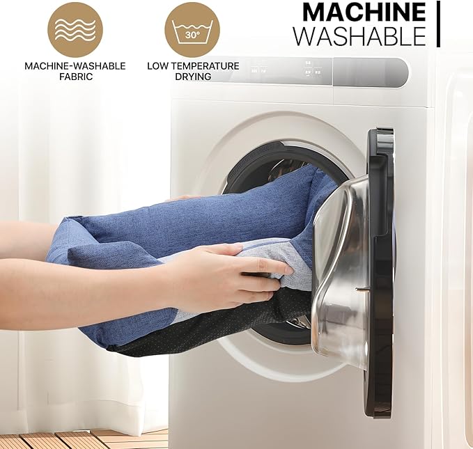 MoNiBloom 20"x17"x6.5" Dog Beds for Small Size Dogs Machine-Washable Linen-Like Fabric Pet Beds Warming Cozy Soft Bed for Dogs and Cat