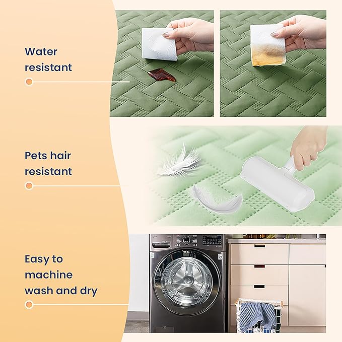 gogobunny 100% Double Sided Waterproof Dog Blanket Soft Pet Bed Cover Reversible Protect Furniture Couch Sofa Car for Puppy Cat Kids (Dark Green/Light Green 82x82 Inch 1))