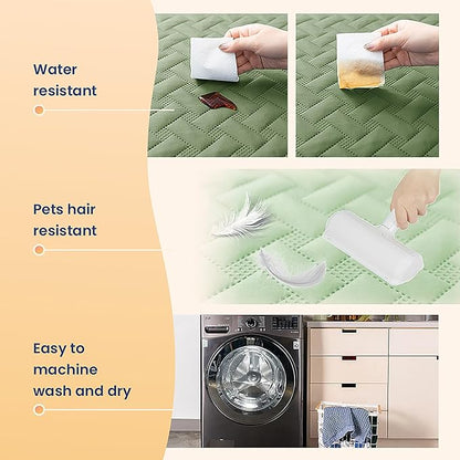 gogobunny 100% Double Sided Waterproof Dog Blanket Soft Pet Bed Cover Reversible Protect Furniture Couch Sofa Car for Puppy Cat Kids (Dark Green/Light Green 30x30 Inch 1))