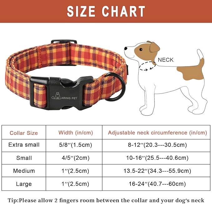 ARING PET Fall Dog Collar-Cotton Halloween Plaid Dog Collar
