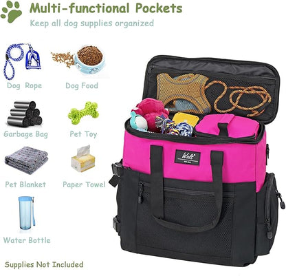 WOLT | Pet Travel Bag Kit for Dog Carrier & Travel, Includes 2 Food Containers + 2 Collapsible Bowls + 1 Placemat, Airline Approved Organizer for Pet Supplies Essentials Camping, Hiking, Weekend Away