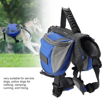 Dog Backpack Harness, Travel Camping Dog Saddle Bag Dog Hiking Backpack with Reflective Strip for Small Medium Large Dog(M)