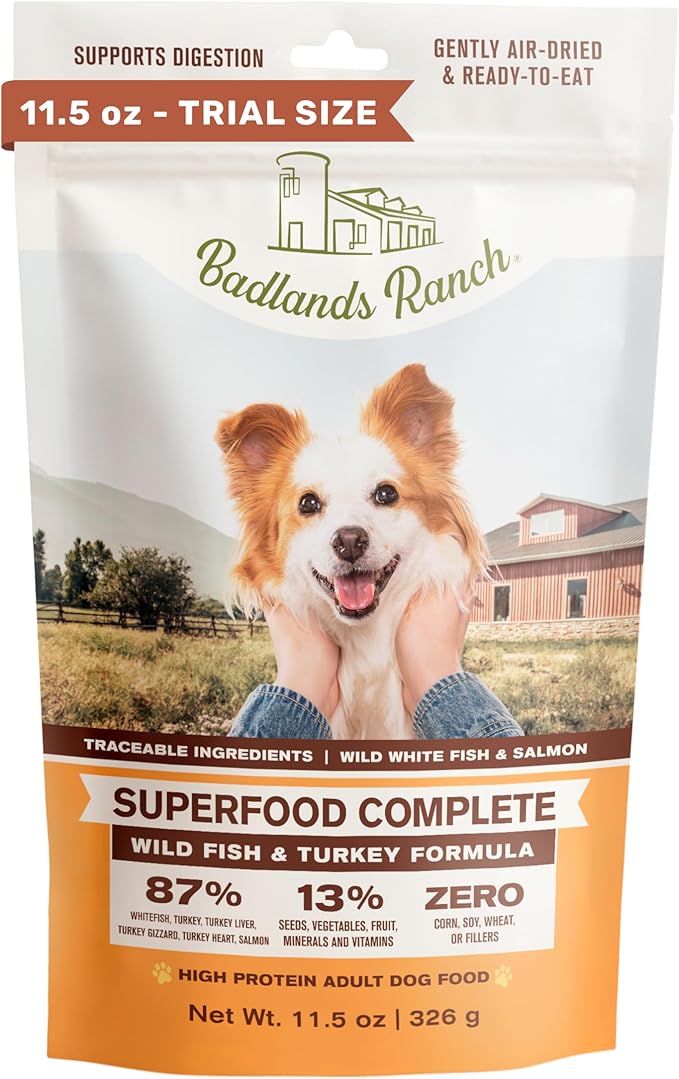 by Katherine Heigl- Superfood Complete, Air-Dried Adult Dog Food - High Protein, Zero Fillers, Superfood Nutrition (11.5 oz. Wild Fish and Turkey Formula)