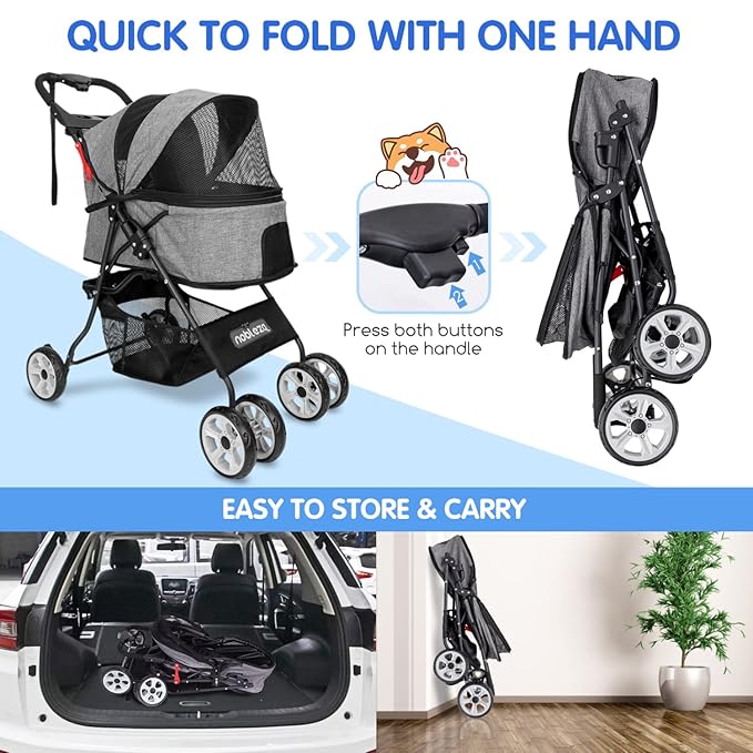 Nobleza Pet Stroller 4 Wheels 33 lbs