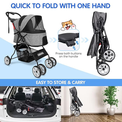Nobleza Pet Stroller 4 Wheels 33 lbs
