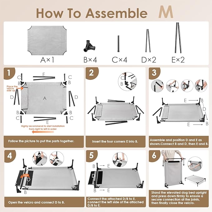 EHEYCIGA 36 Inch Elevated Dog Cot Bed Medium