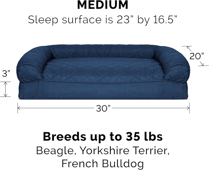 Furhaven Pillow Dog Bed for Medium/Small Dogs w/ Removable Bolsters & Washable Cover