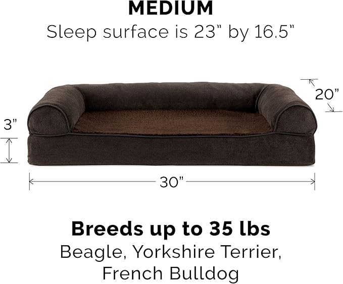 Furhaven Orthopedic Dog Bed for Medium/Small Dogs w/ Removable Bolsters & Washable Cover 35 lbs