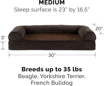 Furhaven Orthopedic Dog Bed for Medium/Small Dogs w/ Removable Bolsters & Washable Cover 35 lbs