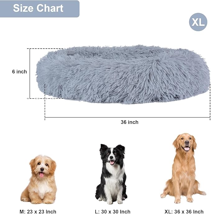 Calming Dog Bed for Small Medium Large Dogs (36 x 36 Inch,