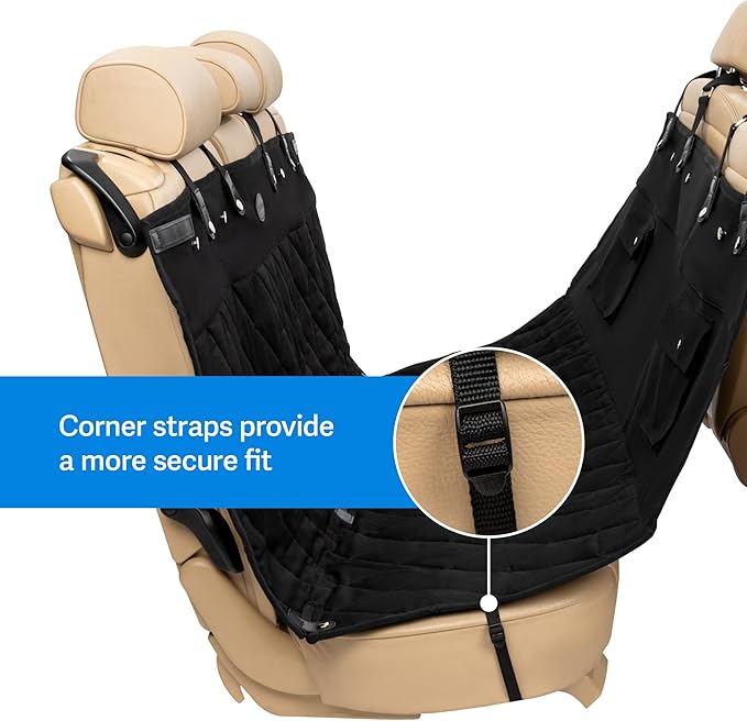 PetSafe Happy Ride Quilted Hammock Seat Cover – Waterproof & Durable – Machine Washable – Fits Most Cars