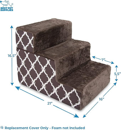 Best Pet Supplies Foldable Pet Stairs Cover for Foam Dog Ramps 3-Step