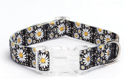 Dog Collar for Small Medium Large Dogs, Adjustable Soft Puppy Cats Collars Multicolor Patterns Collars Adjustable for Dogs Girl Boy Puppy Walking Running Training (S, Daisy)