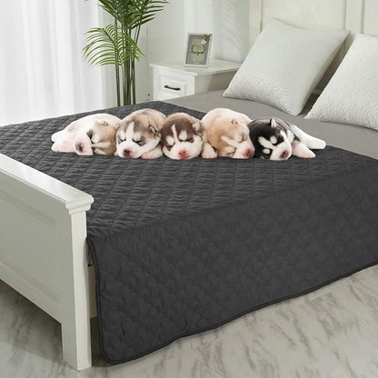 Dog Blankets for Couch Protection Waterproof Dog Bed Covers Pet Blanket Furniture Protector (Dark Grey+Chocolate 82"x86")