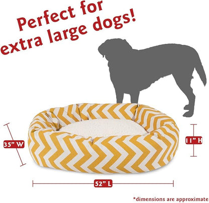 52 inch Yellow Chevron Sherpa Bagel Dog Bed