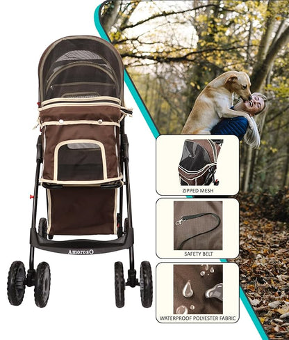 AmorosO 4 Wheels Pet Convenient Stroller