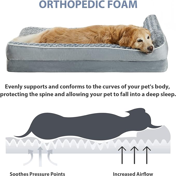 BFPETHOME Orthopedic Dog Beds for Large Dogs-Waterproof Sofa Dog Bed with Removable Washable Cover
