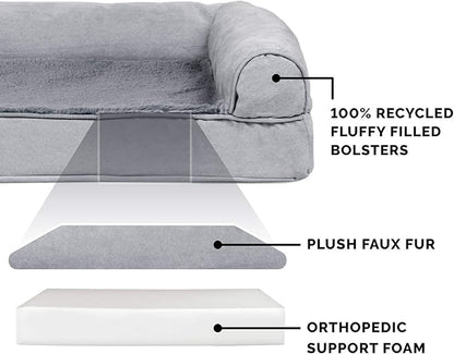Furhaven Orthopedic Dog Bed for Large Dogs w/ Removable Bolsters & Washable Cover 125 lbs