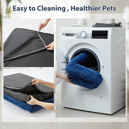 BFPETHOME Orthopedic Medium Dog Bed with Rabbit Fur Surface 29 x 19 x 6-inch, Washable 20 Pounds