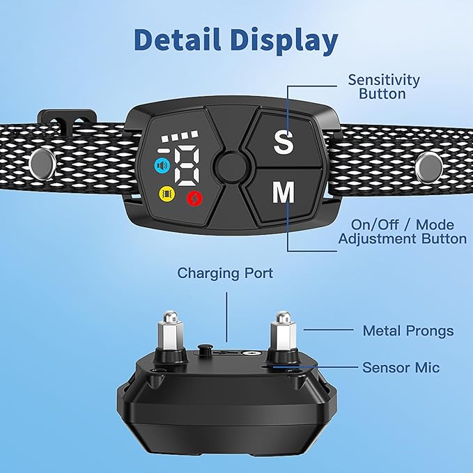 JeaTone Dog Bark Collar 8 Adjustable