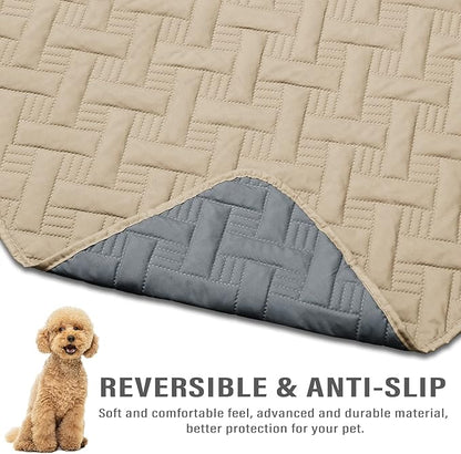 Dog Bed Cover for Pets - Blankets Rug Pads for Couch Protection Waterproof Bed Covers Dog Blanket Furniture Protector Reusable Changing Pad (Dark Grey+Beige, 20"x30")