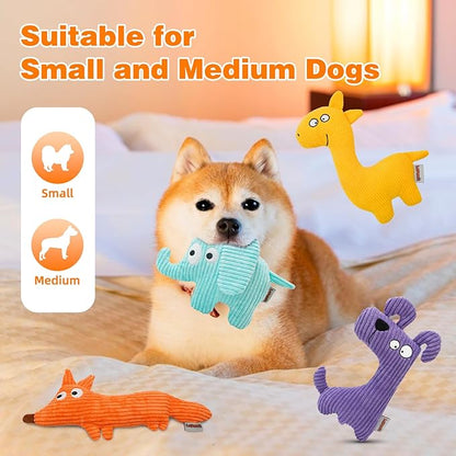 Squeaky Dog Toys, Cute Plush Toy for Dogs Indoor Play, Interactive Dog Toys with Non-Shedding Material for Small and Medium Dogs - Fox