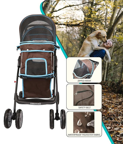 AmorosO 4 Wheels Pet Convenient Stroller