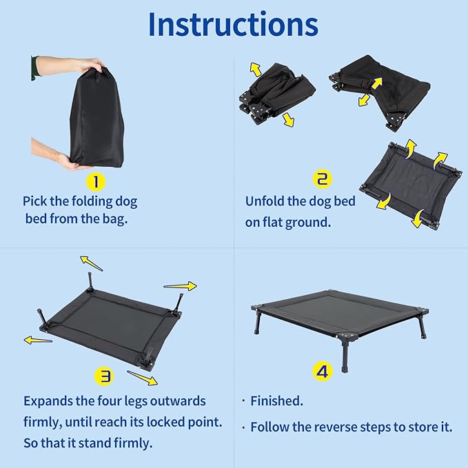 Pozico Foldable Dog Bed Cooling Raised Dog Bed with Metal Frame