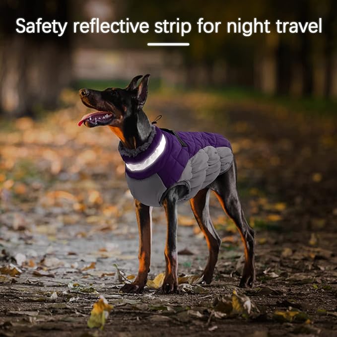 Dog Winter Jacket Cozy Reflective Waterproof Windproof Warm Pet Garment