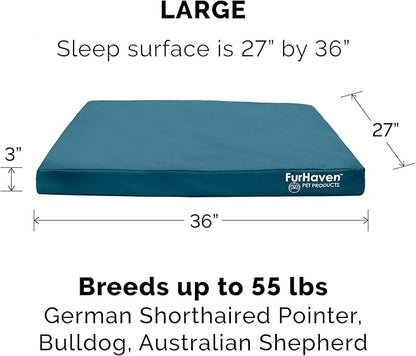 Furhaven Replacement Dog Bed Cover Water-Resistant Indoor/Outdoor Logo Print Oxford Polycanvas Mattress, Washable - Deep Lagoon, Large