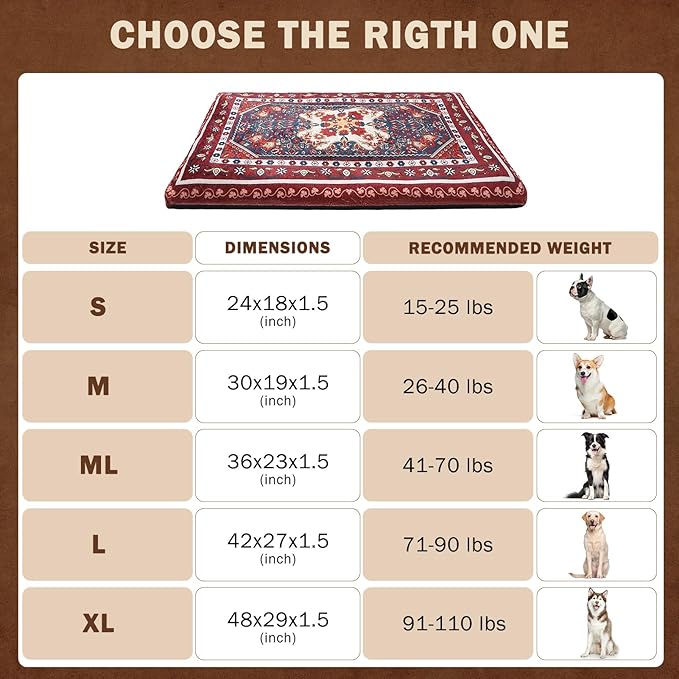 SCENEREAL Dog Crate Mat for Small Medium Large Dogs 19" x 30", Red