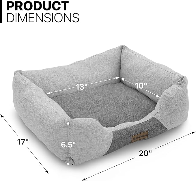 MoNiBloom 20"x17"x6.5" Dog Beds for Small Size Dogs Machine-Washable Linen-Like Fabric Pet Beds Warming Cozy Soft Bed for Dogs and Cat