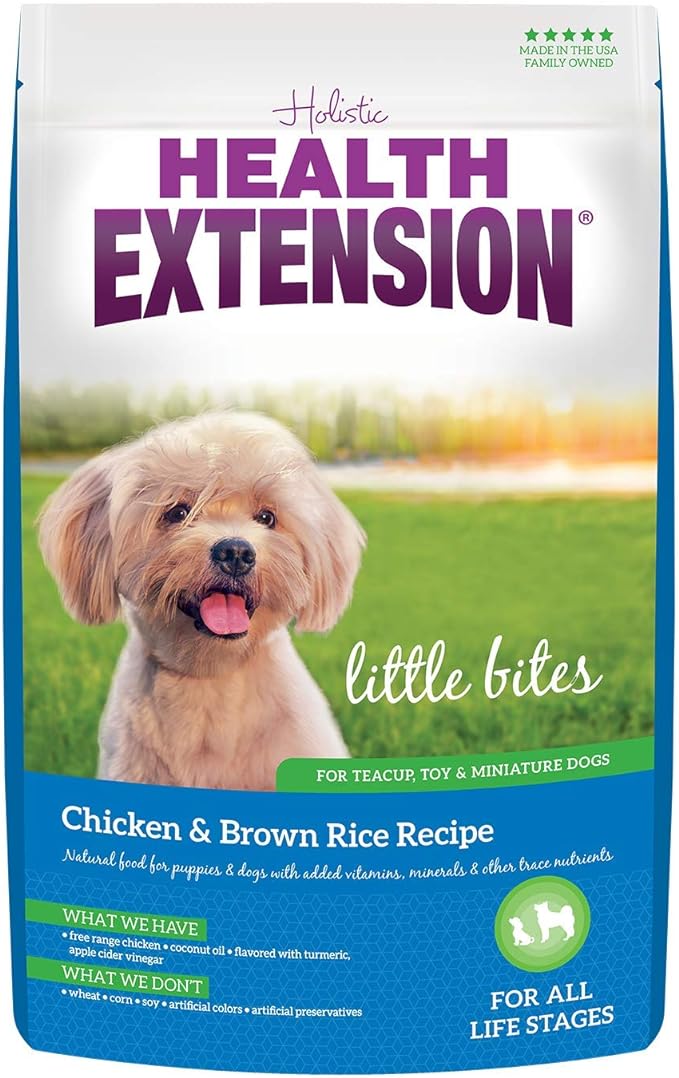 Health Extension Little Bites Chicken & Brown Rice Dry Dog Food (1 lb / 0.45 kg) - Natural with Probiotics and Superfoods for Teacup, Toy & Small Breeds