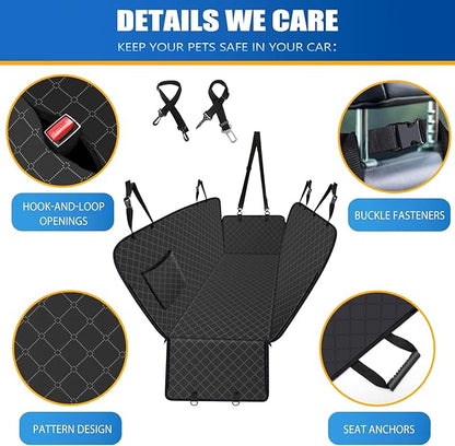Dog Car Seat Cover for Back Seat Dog Seat Cover with Storage Pocket Dog Hammock Protects Against Dirt Dog Seat Covers for Cars Scratch Prevention Fits for SUVs and Trucks 54"x 58"