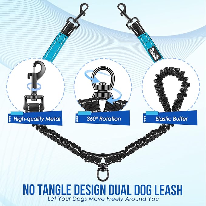 Lukovee Double Dog Leash 360° Swivel