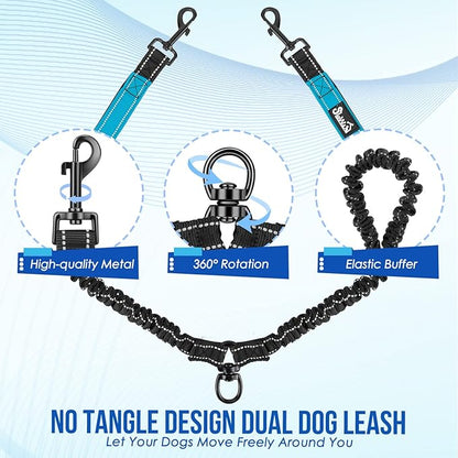 Lukovee Double Dog Leash 360° Swivel