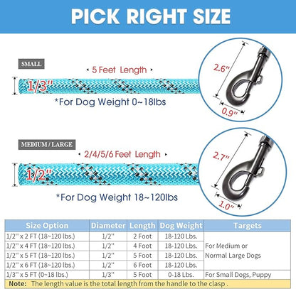 BAAPET 2/4/5/6 FT Dog Leash with Comfortable Padded Handle and Highly Reflective Threads for Small Medium and Large Dogs (5FT-1/2''