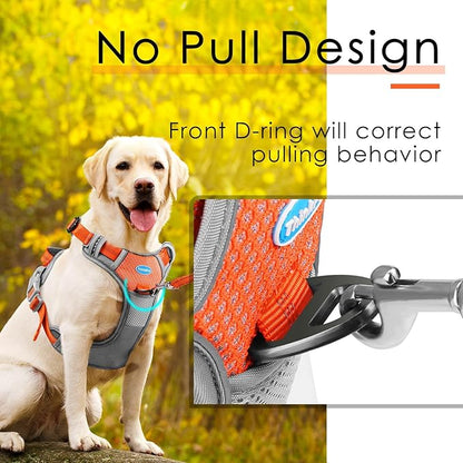 ThinkPet No Pull Harness Breathable Sport Harness with Handle-Dog Harnesses Reflective Adjustable for Medium Large Dogs,Back/Front Clip for Easy Control