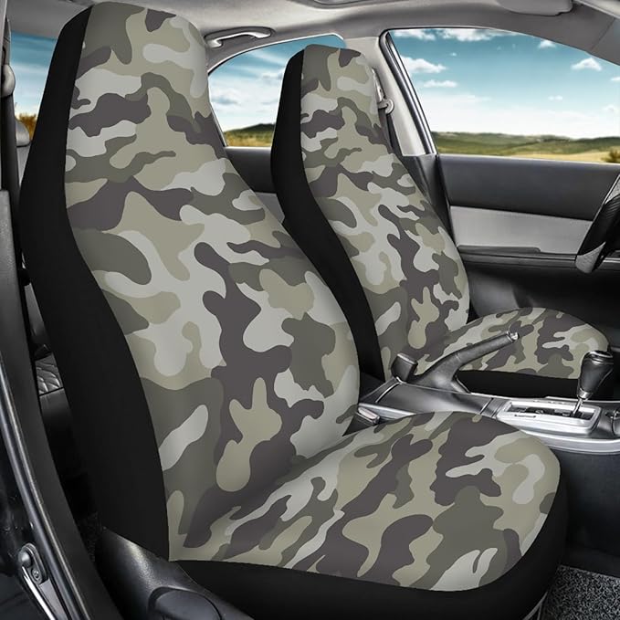 Green Camo Print Car Seat Cover Front Seats for Men
