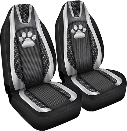Paw Checkered Stripe Print Thin Washable Auto Interior Accessory 2 Pack