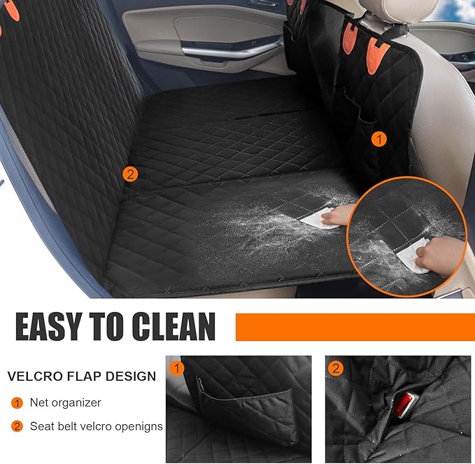 Dog Car Seat Cover for Back Seat with Hard Bottom