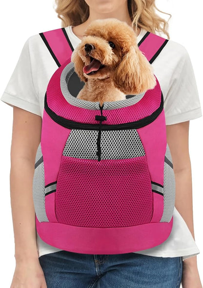 Dog Backpack Carrier, Front Chest Carrier for Dogs, Pet Carrying Bag for Small Dog Travel Hiking Cycling Outdoor Rose Size L