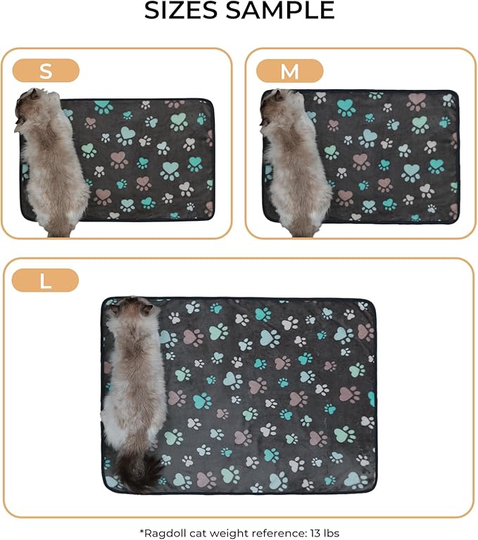 1 Pack 6 Blankets Dog Cat Soft Fluffy Fleece Pet Blanket Warm Cute Print Design Puppy Kitten Blanket Doggy Paw Large(41"x31")