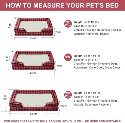 WNPETHOME Orthopedic Dog Beds for Large Size Dogs, Big Waterproof Dog Couch Bed with Washable Removable Cover, Medium Pet Bed Sofa with Sides